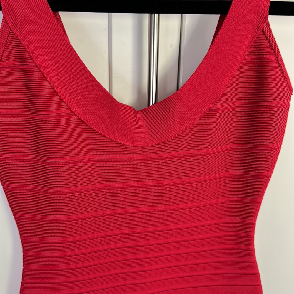 NEW Herve Leger Sydney Red Lipstick Scoop Neck Bandage Dress - Picture 10 of 12